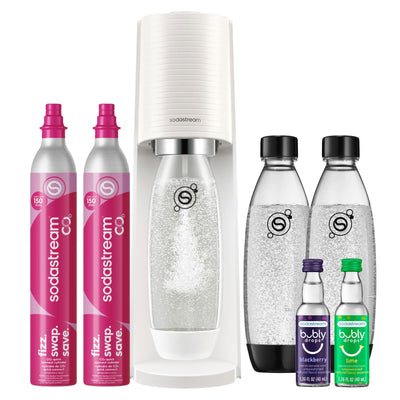 sodastream TERRA front view in white showing slim countertop placement and ease