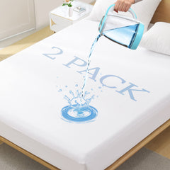 Softhour front packaging showing two twin waterproof protectors and benefits