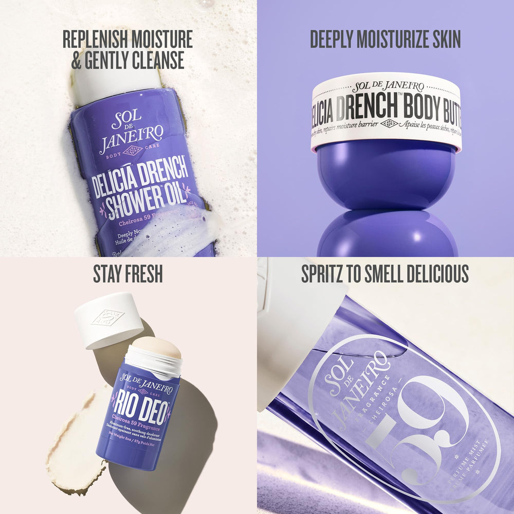 Applying Sol de Janeiro mist to hair ends to protect fragrance and add softness benefit