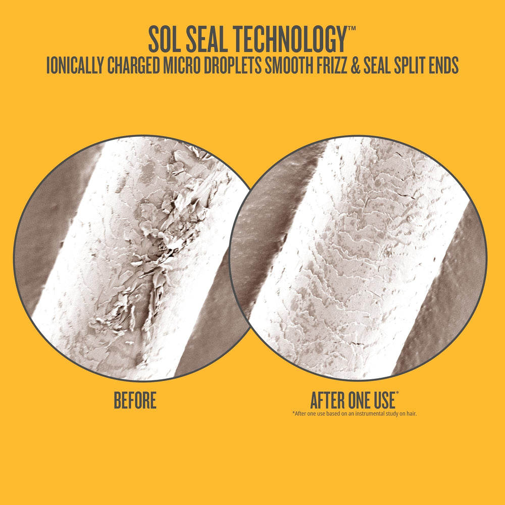 Sol de Janeiro before and after ends comparison showing visible split-end sealing