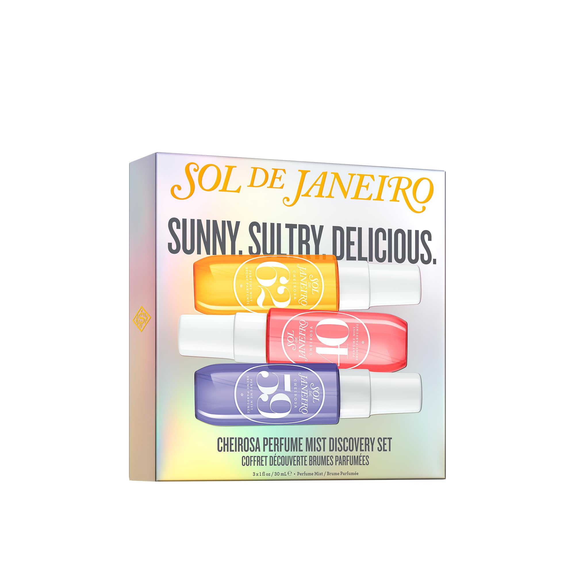Sol de Janeiro set frontal con tres brumas Cheirosa para probar y regalar