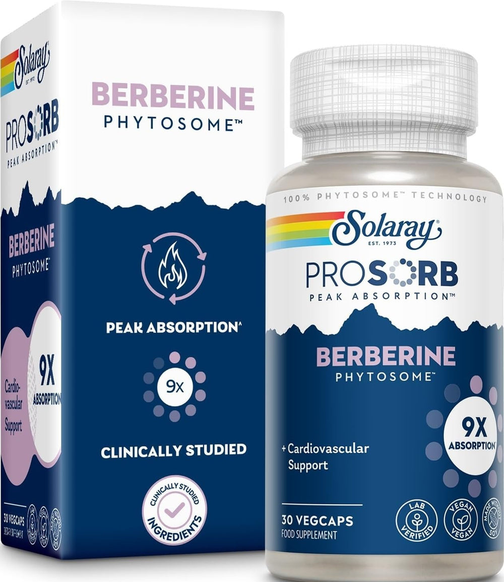 SOLARAY frasco frontal del producto mostrando 30 VegCaps y beneficio de absorción mejorada