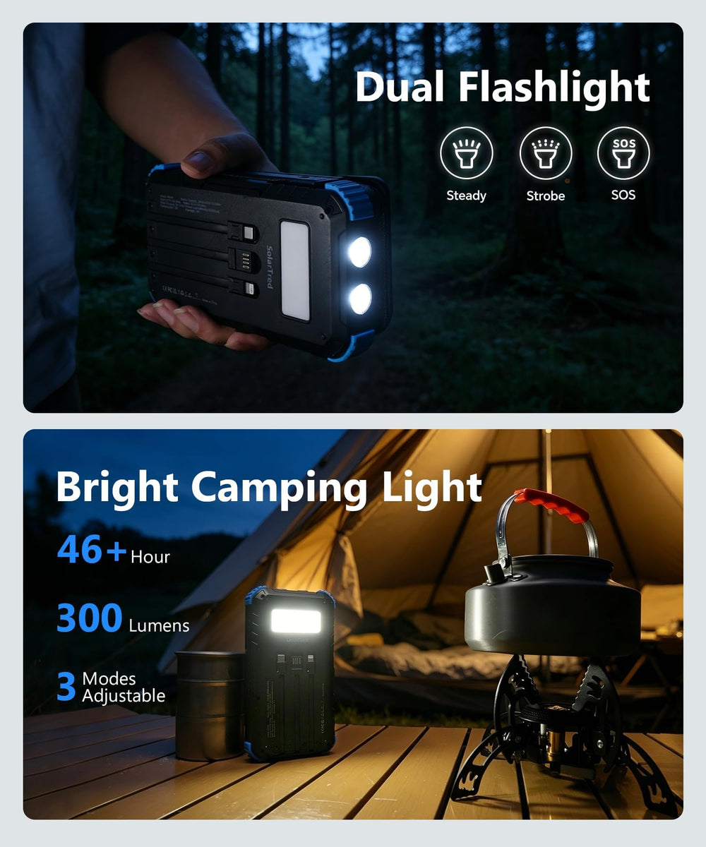 SolarTred linterna y luz de camping encendidas, iluminación versátil para campamento
