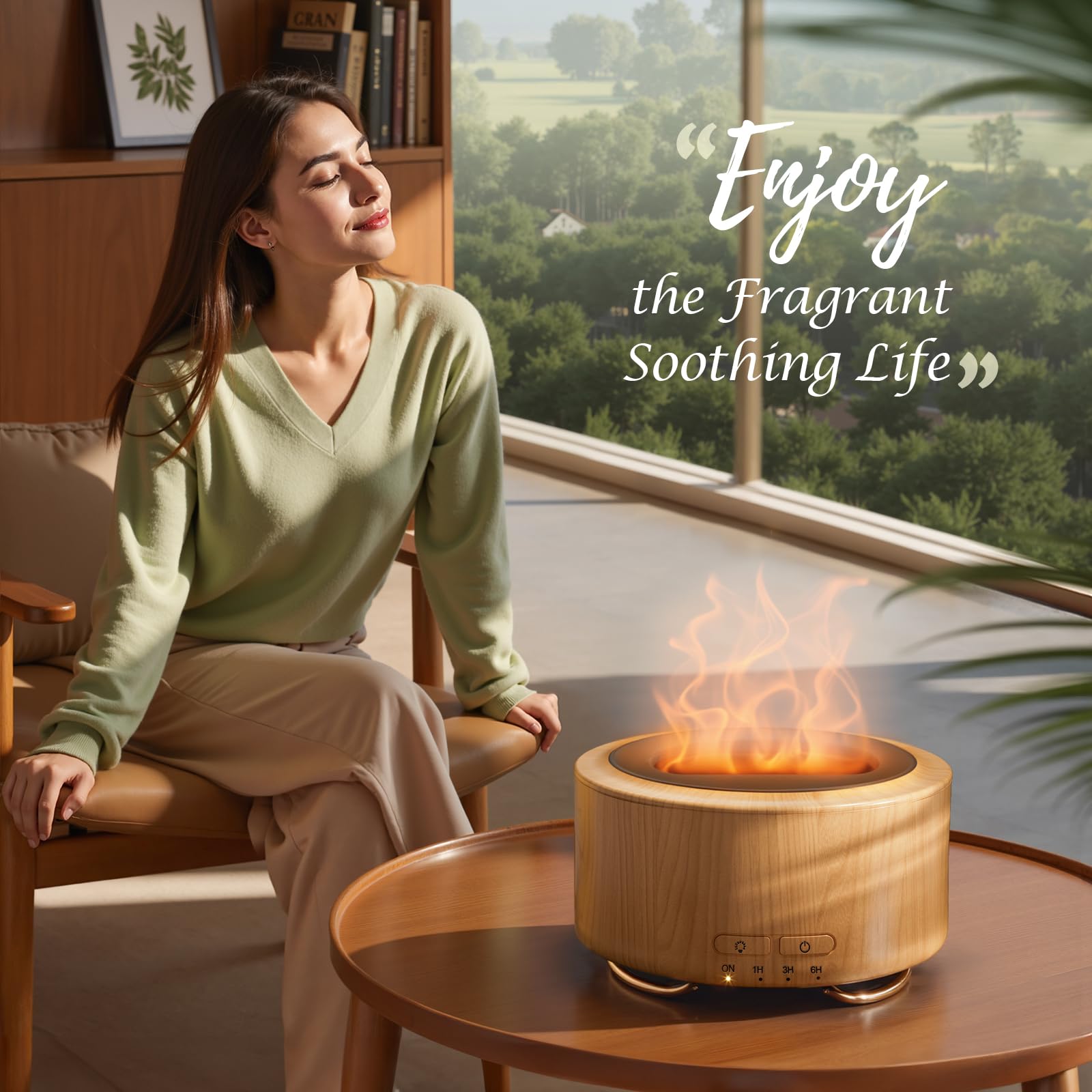 SOLEILHOME detalle del efecto de llama LED para ambiente cálido