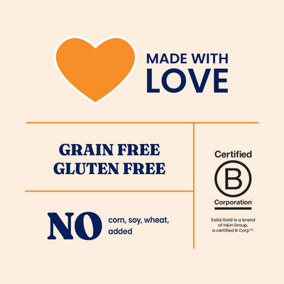Solid Gold side label ingredients panel highlighting limited-ingredient transparency