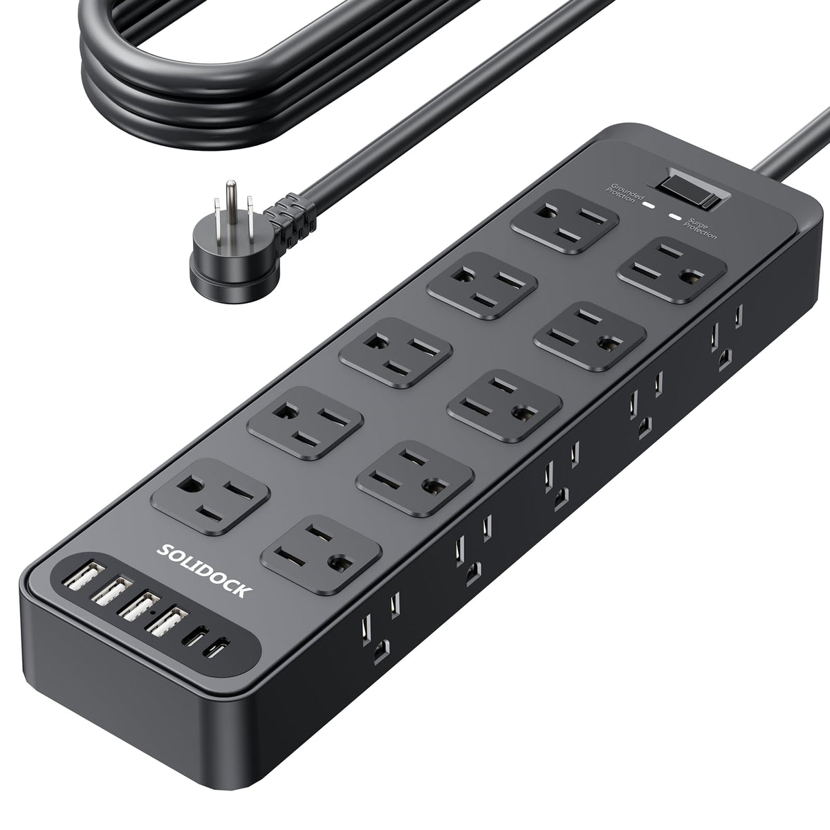Solidock regleta frontal con 20 tomas y 6 puertos USB para múltiples dispositivos