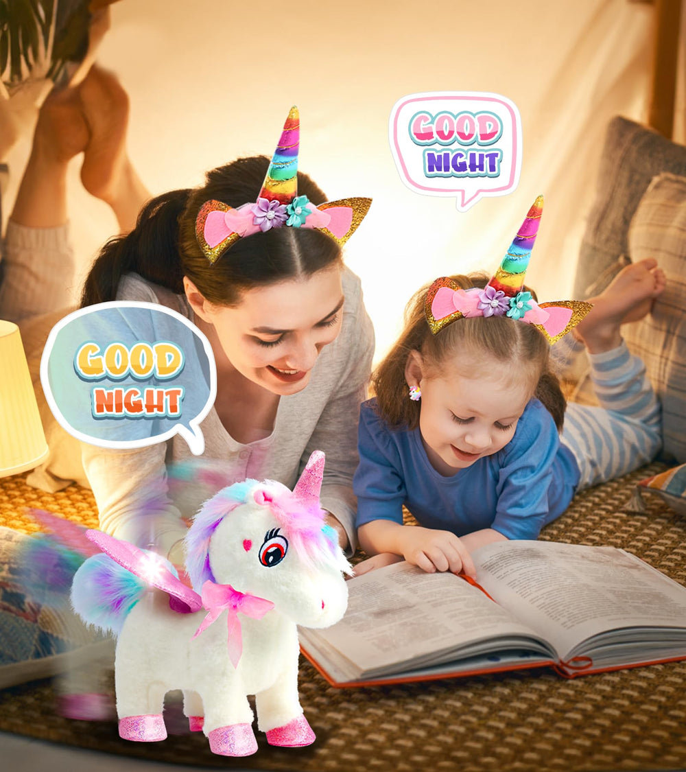 SOLIEHOO niña paseando unicornio con correa, promueve juego activo y social