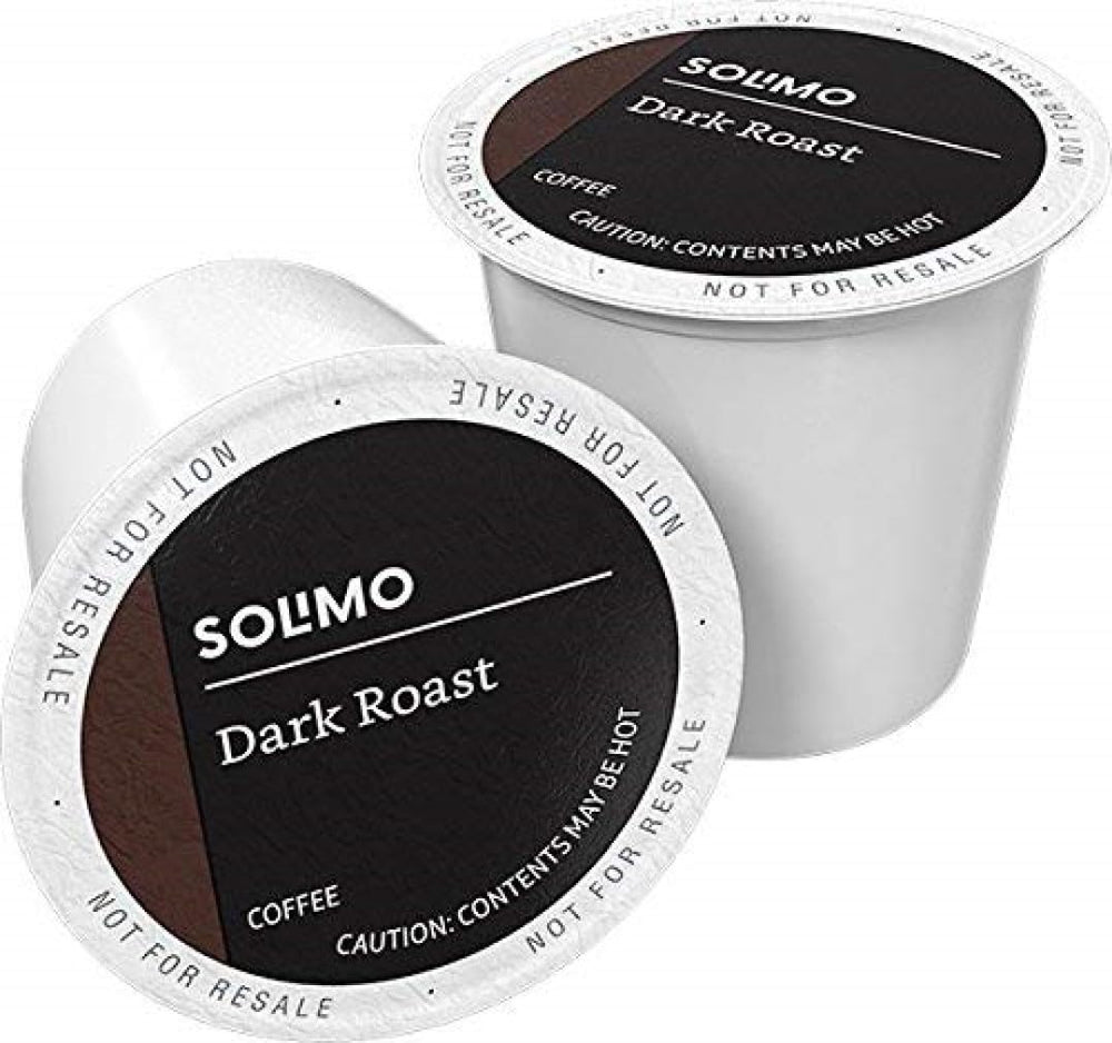 Solimo cápsulas Dark Roast frontal mostrando caja y cantidad útil