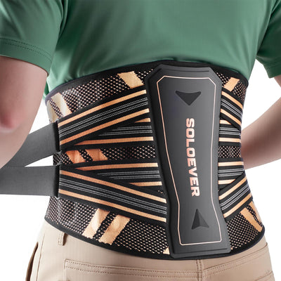 SOLOEVER front view of lumbar support showing secure fit and posture benefit
