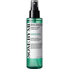 SOME BY MI envase frontal del body toner mist mostrando tamaño práctico
