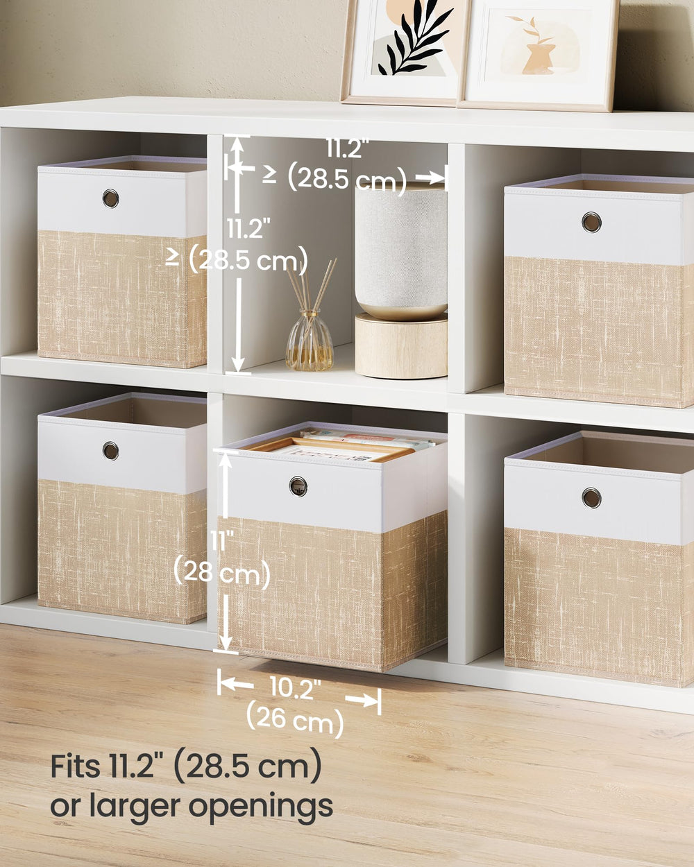 SONGMICS ambiente en salón mostrando combinación blanco y beige