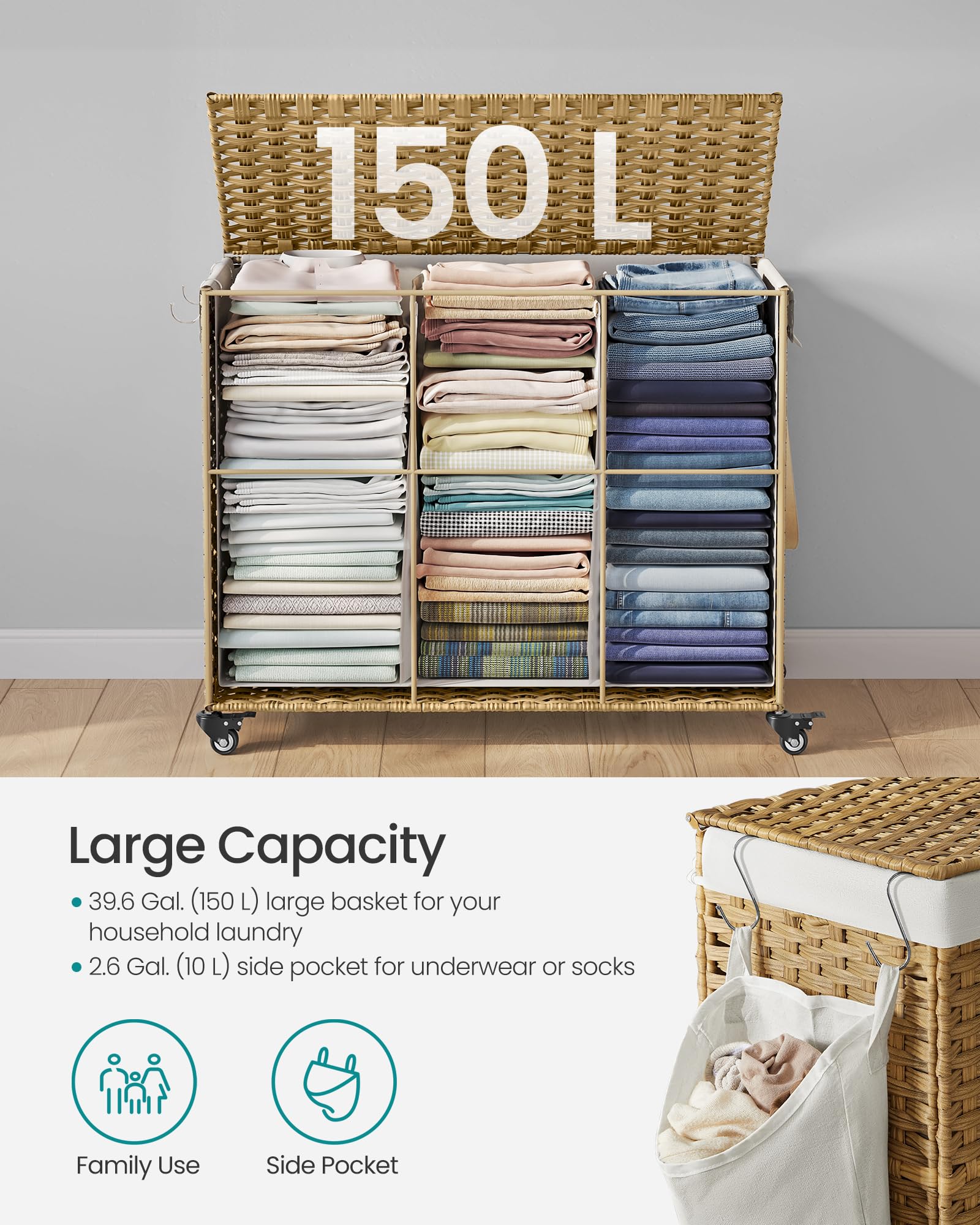 SONGMICS folded flat to show compact storage and transport convenience benefit