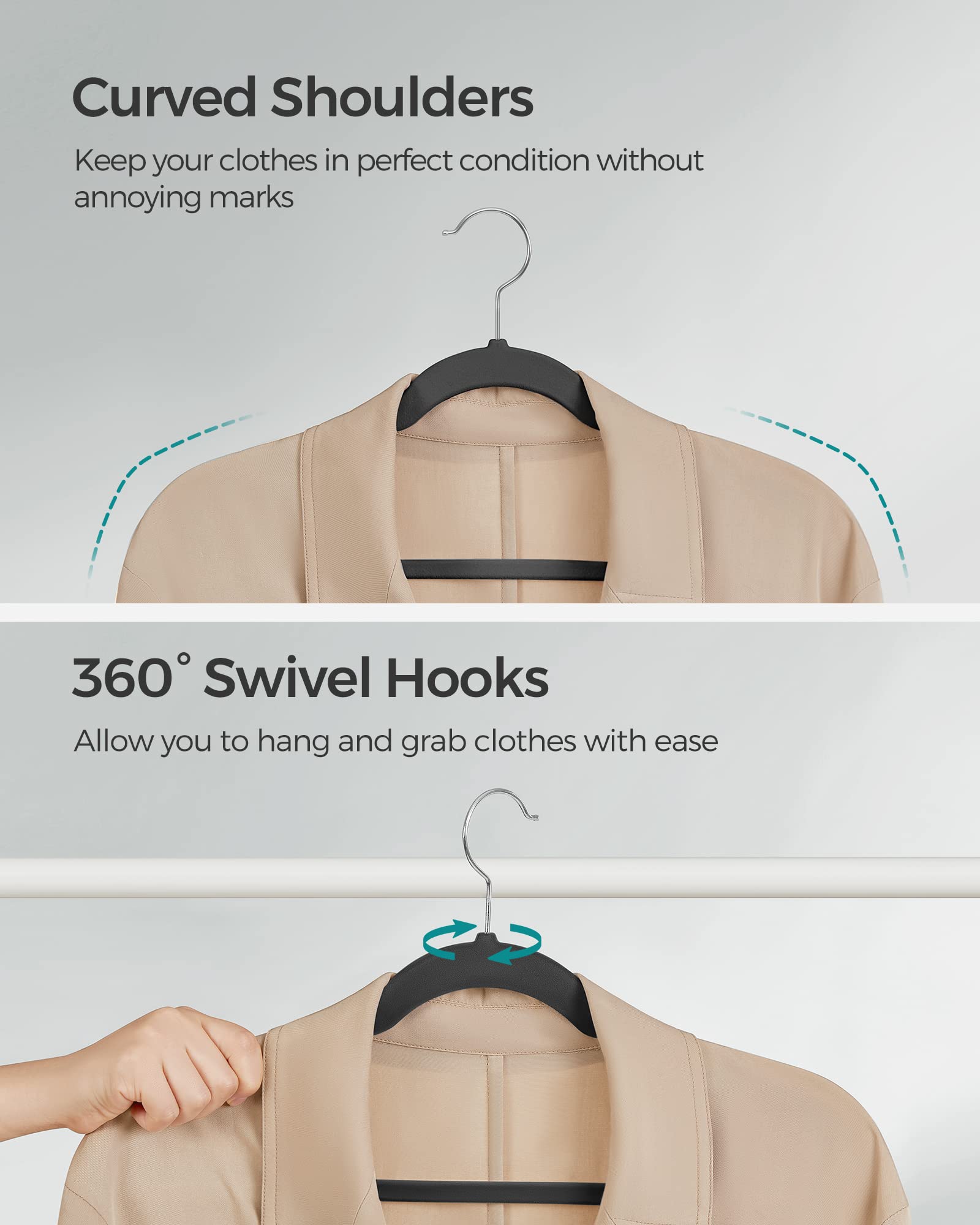 SONGMICS percha con chaqueta en entorno doméstico orden y cuidado