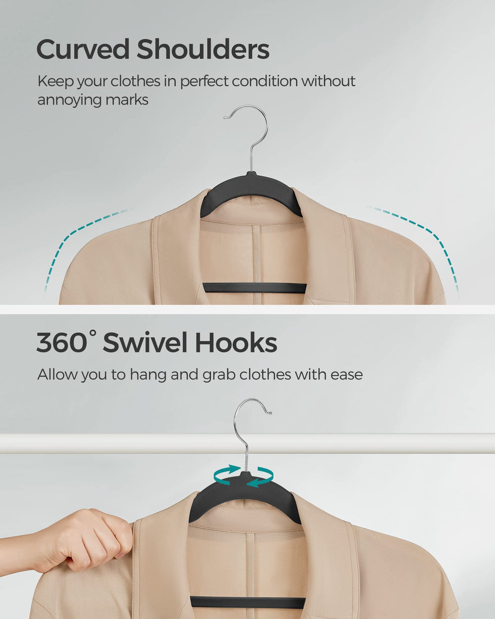 SONGMICS percha con chaqueta en entorno doméstico orden y cuidado