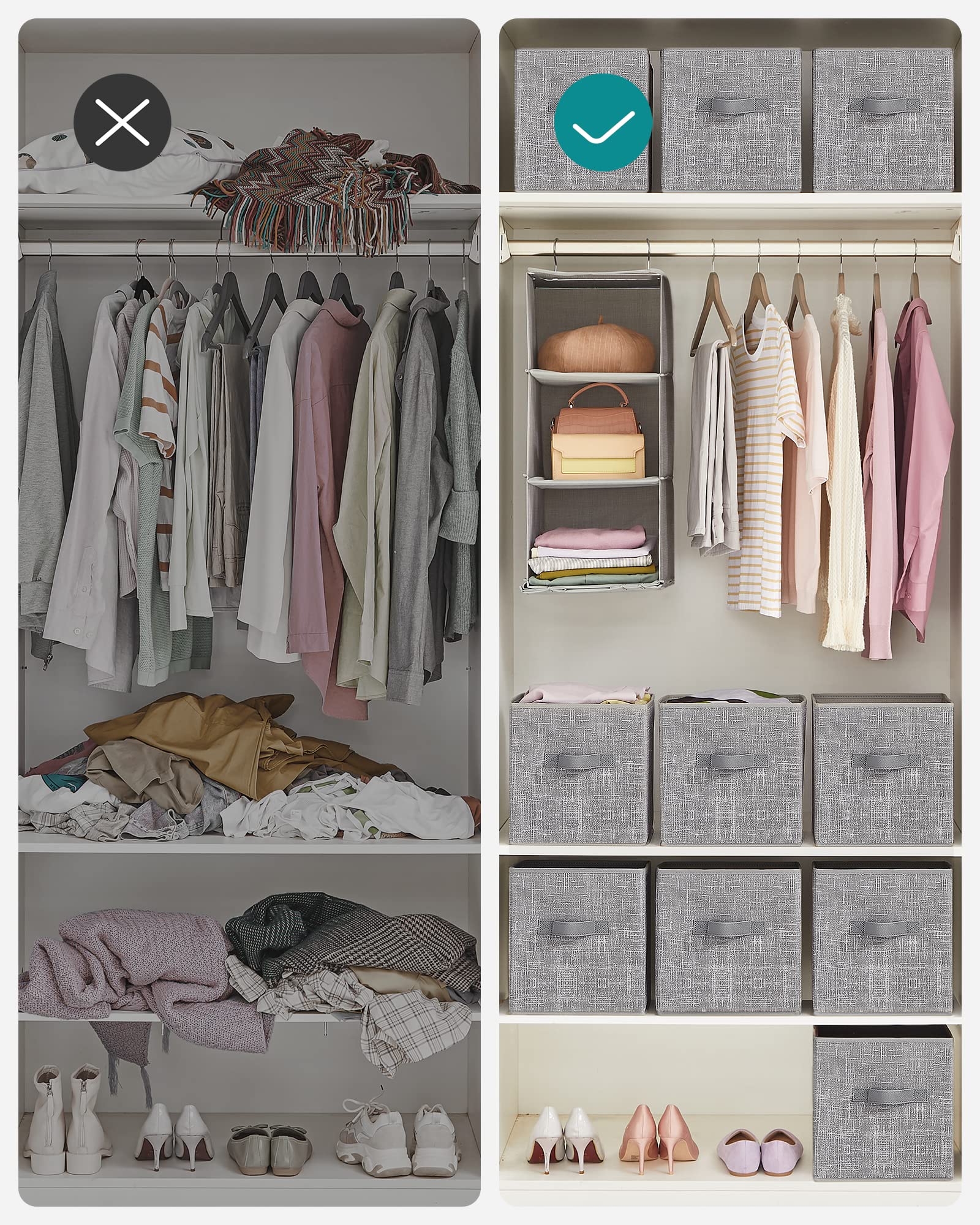 SONGMICS cubos usados en dormitorio para ropa y accesorios organizados