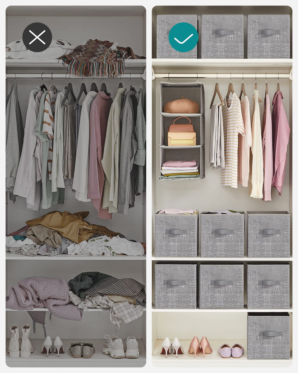 SONGMICS cubos usados en dormitorio para ropa y accesorios organizados