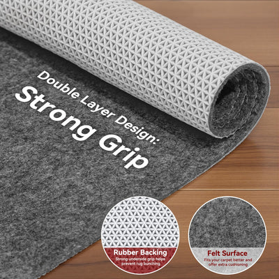 Songrey rug pad under area rug in living room for floor protection