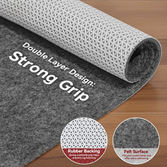 Songrey rug pad under area rug in living room for floor protection