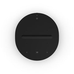 Sonos Era 100 top controls closeup showing tactile buttons and easy operation