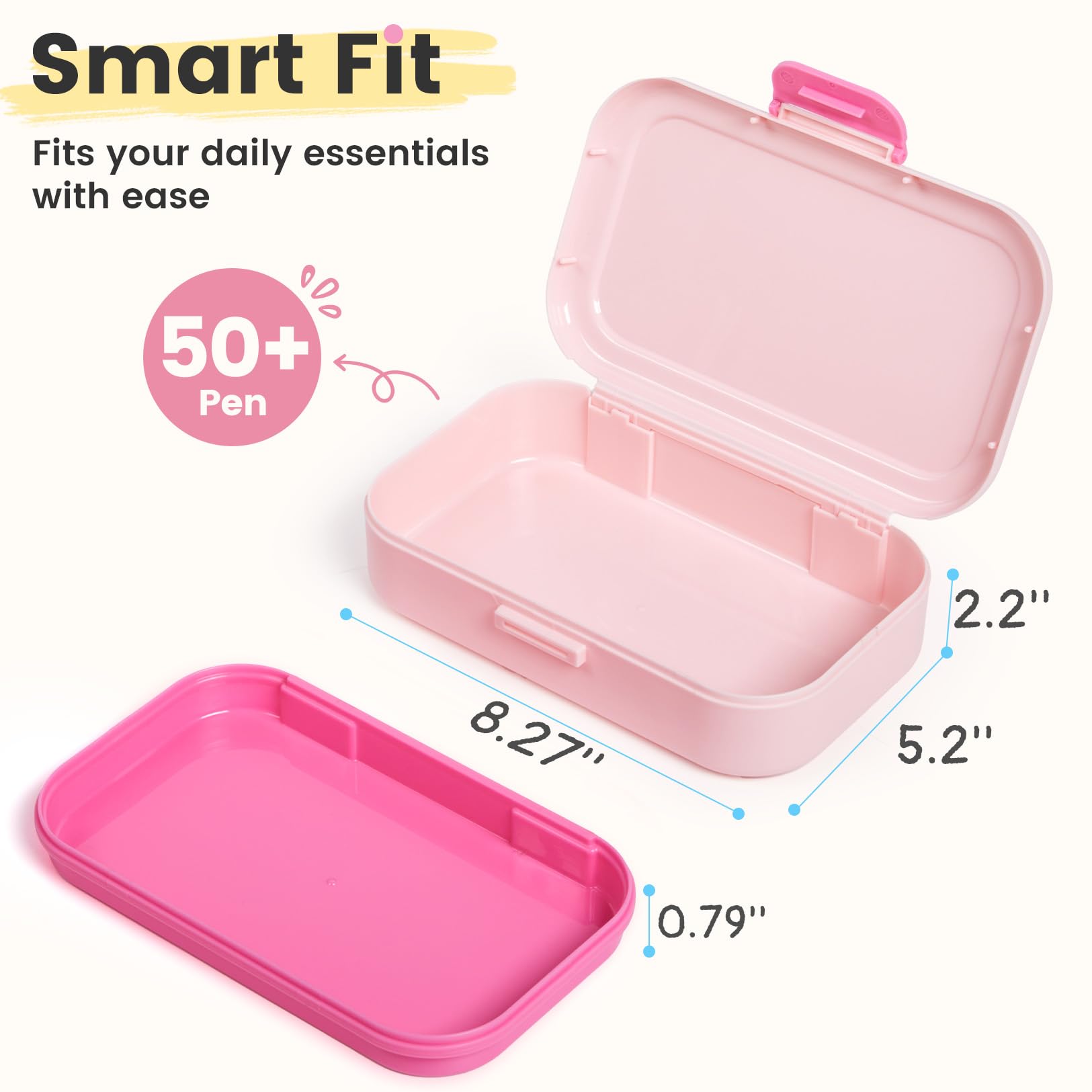 Sooez tamaño comparado con mano, estuche compacto y fácil de llevar