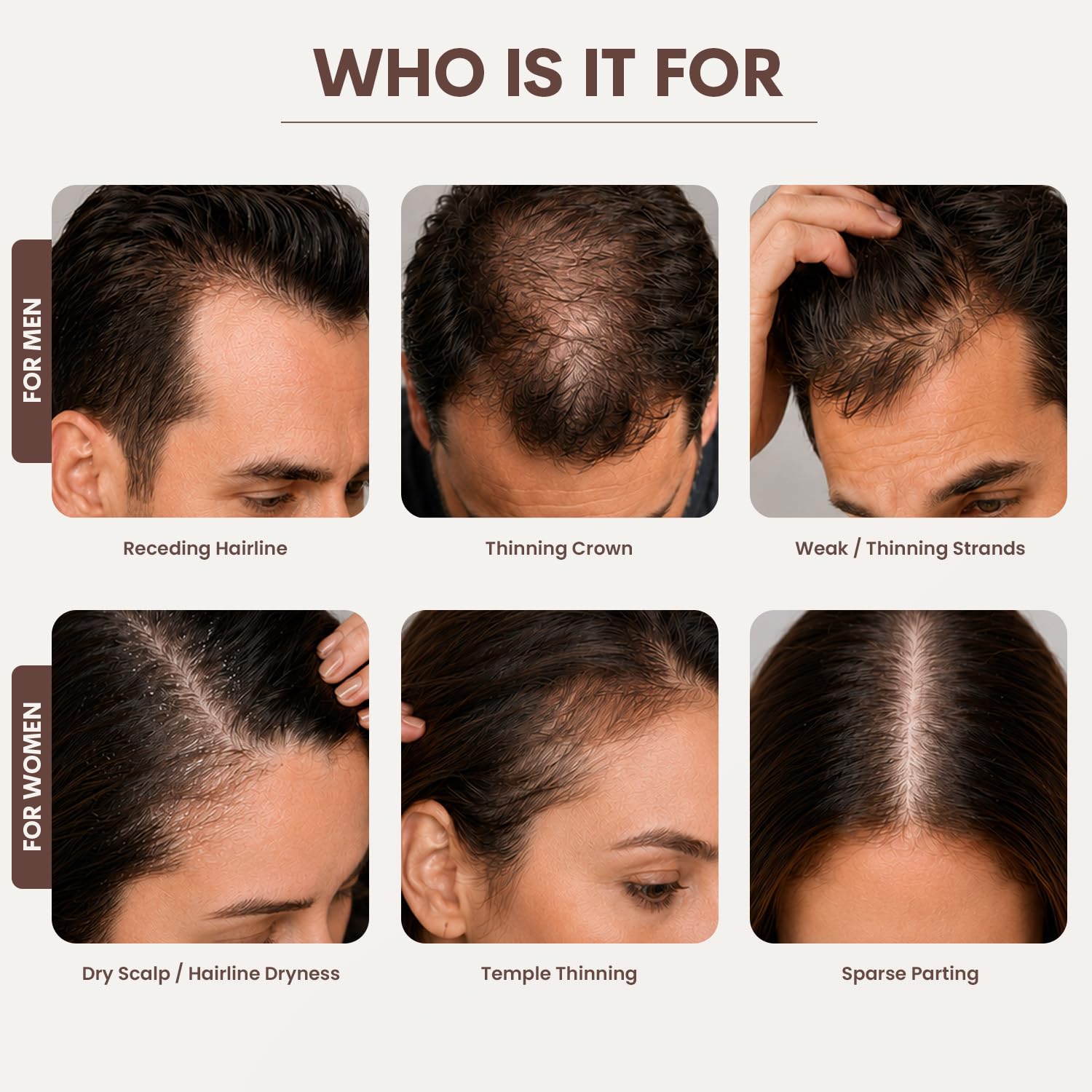 SØREN aplicación en cabello mostrando cobertura y control exacto