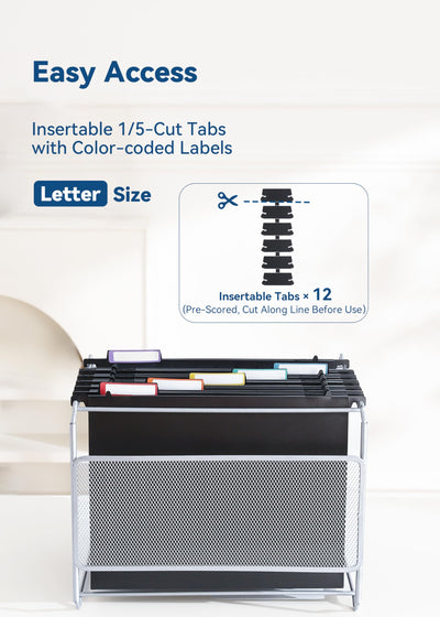 SortRax insertable 1/5-cut tab detail with colorful label for clarity