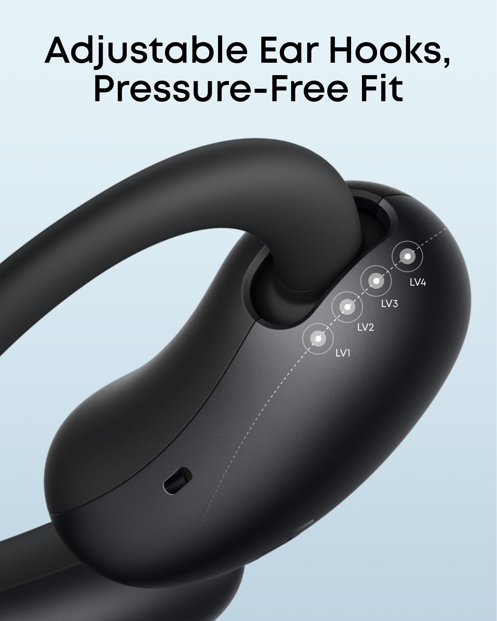 Soundcore AeroFit 2 material close-up showing soft-touch finish for all-day comfort