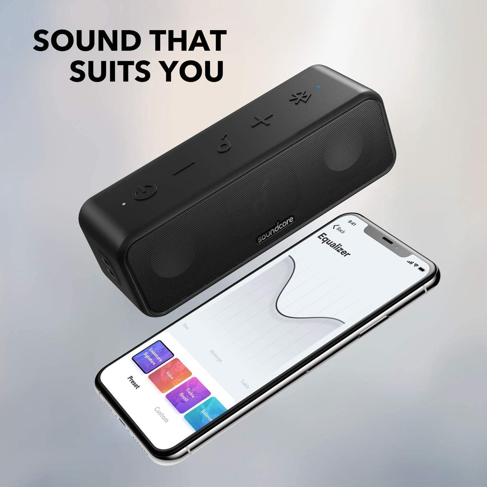 Pantalla de la app Soundcore mostrando ecualizador y control personalizado