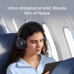 Soundcore Anker side profile highlighting swiveling ear cup that adapts to head shape