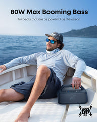 Soundcore Boom 2 side profile highlighting rugged texture and outdoor durability