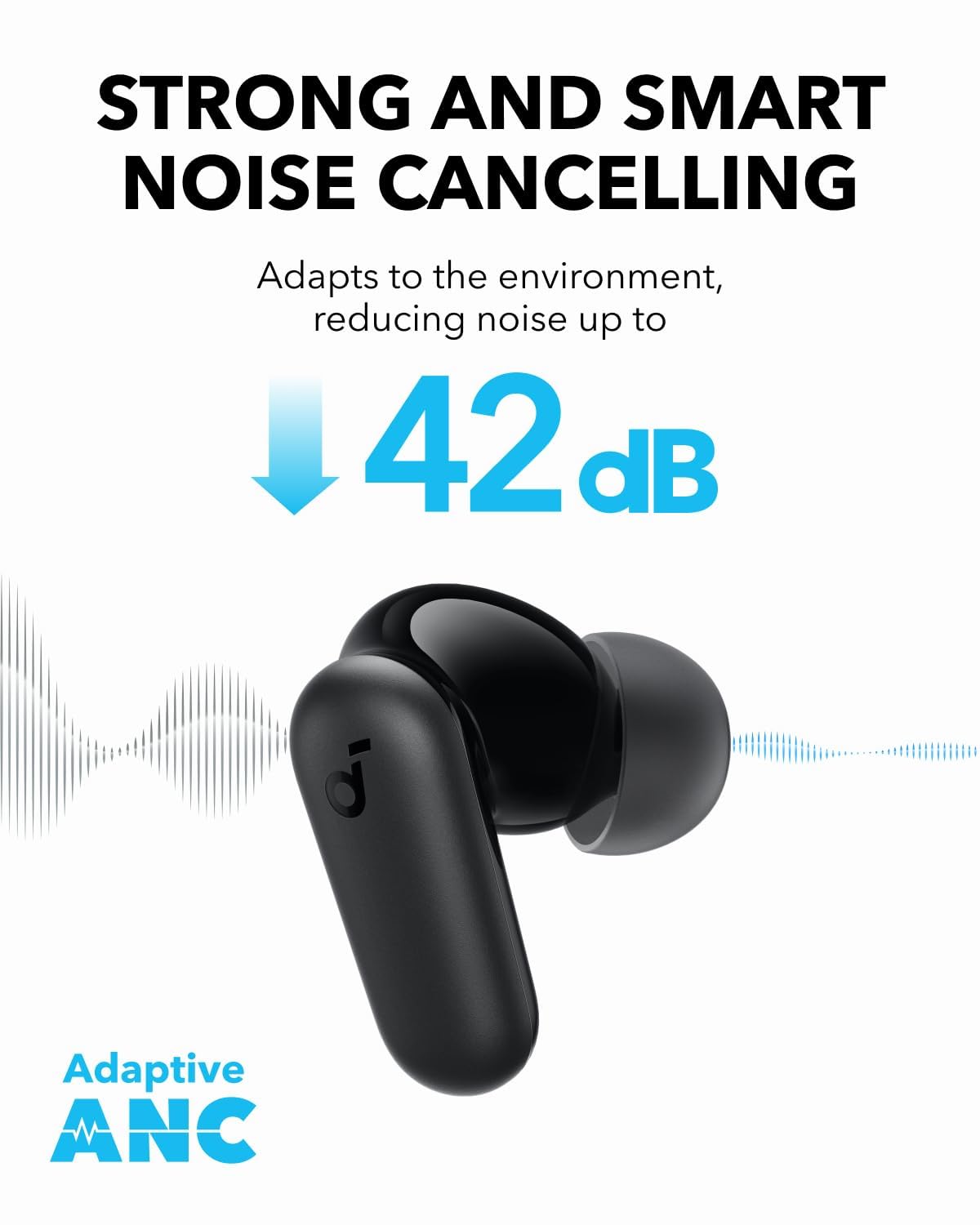 Detalle del driver 10 mm Soundcore P30i que ofrece graves potentes
