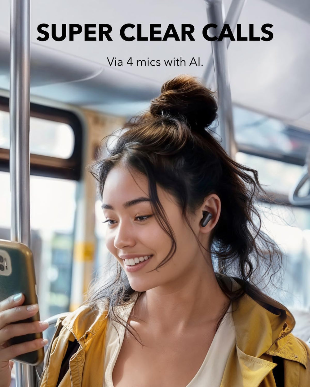 Representación de cancelación activa en Soundcore P30i para menos ruido