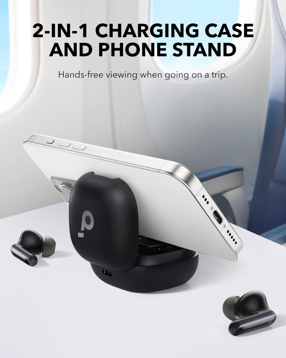 Soundcore P40i estuche abierto que destaca carga prolongada