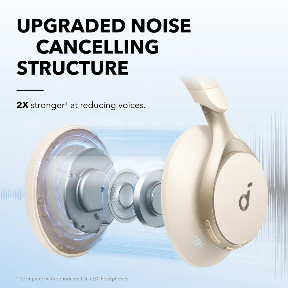 Soundcore Space One side detail showing 8° rotating ear cup for personalized fit