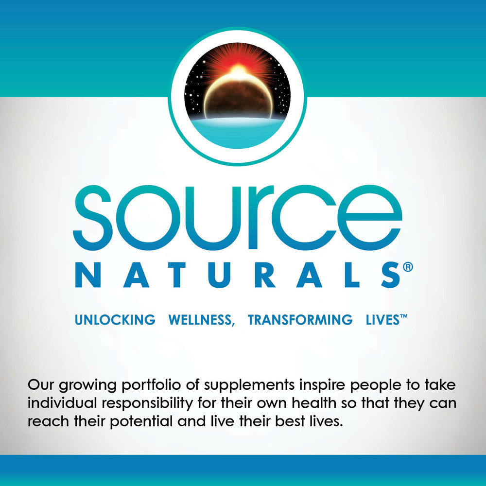 Source Naturals botella en encimera de cocina evocando integración en rutinas diarias de salud