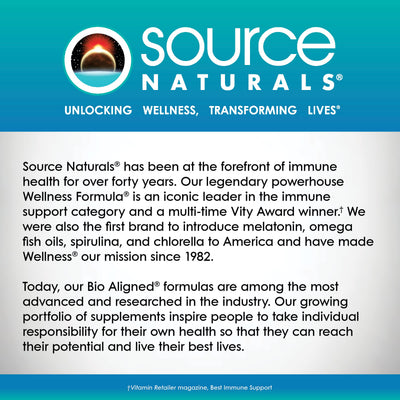 Source Naturals bottle on bathroom shelf suggesting daily wellness routine