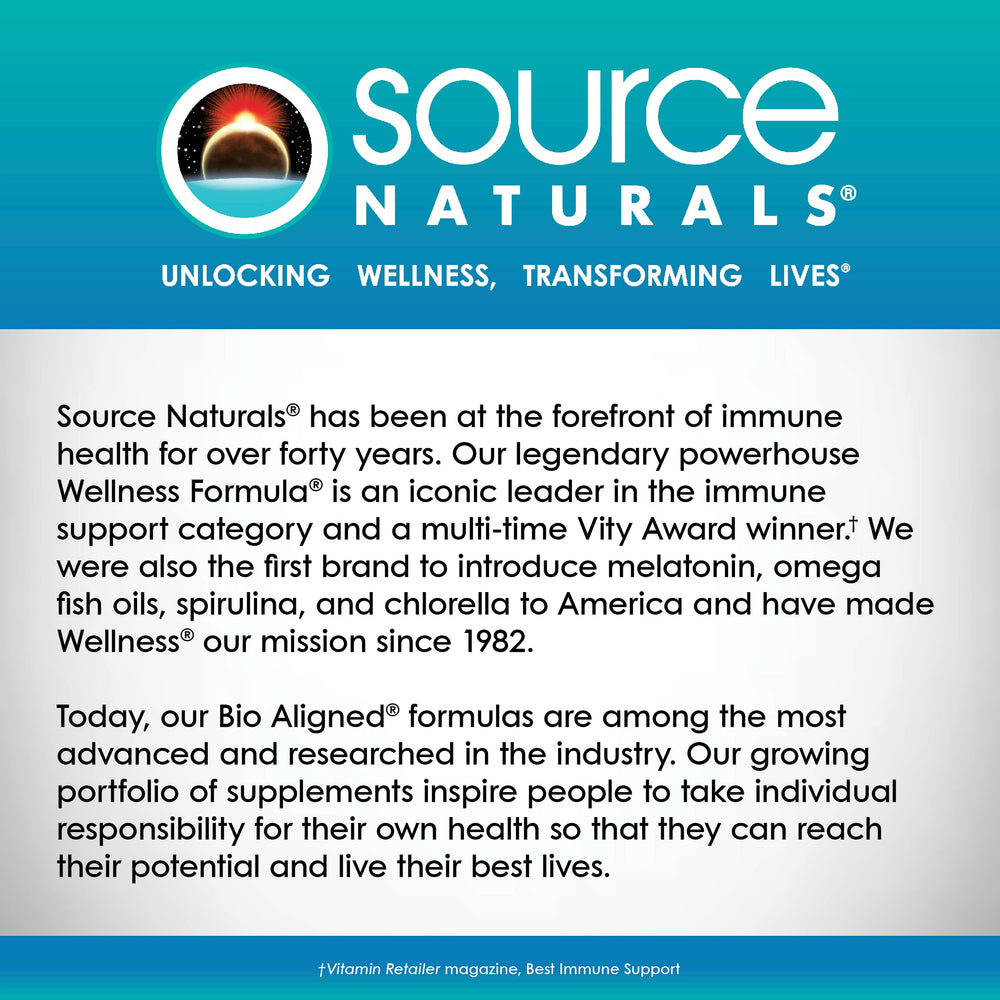Source Naturals bottle on bathroom shelf suggesting daily wellness routine