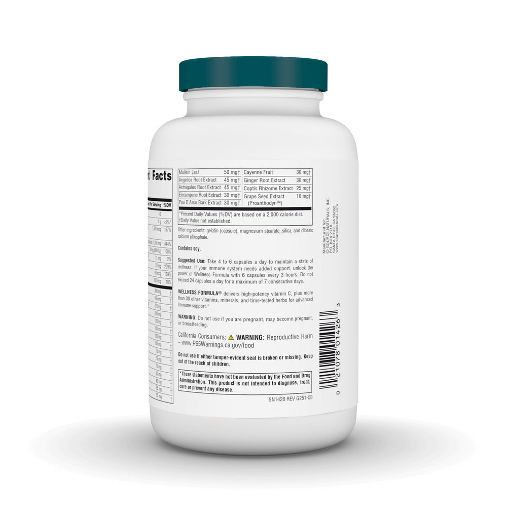 Source Naturals label details highlighting vitamins, minerals, and botanicals