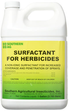 Southern Ag surfactant front packaging displaying label and improved spray coverage