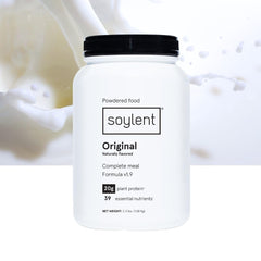 Comparación de tamaño del envase Soylent para control de porciones