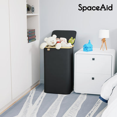 SpaceAid cesto plegado ocupando poco espacio en armario o maletero