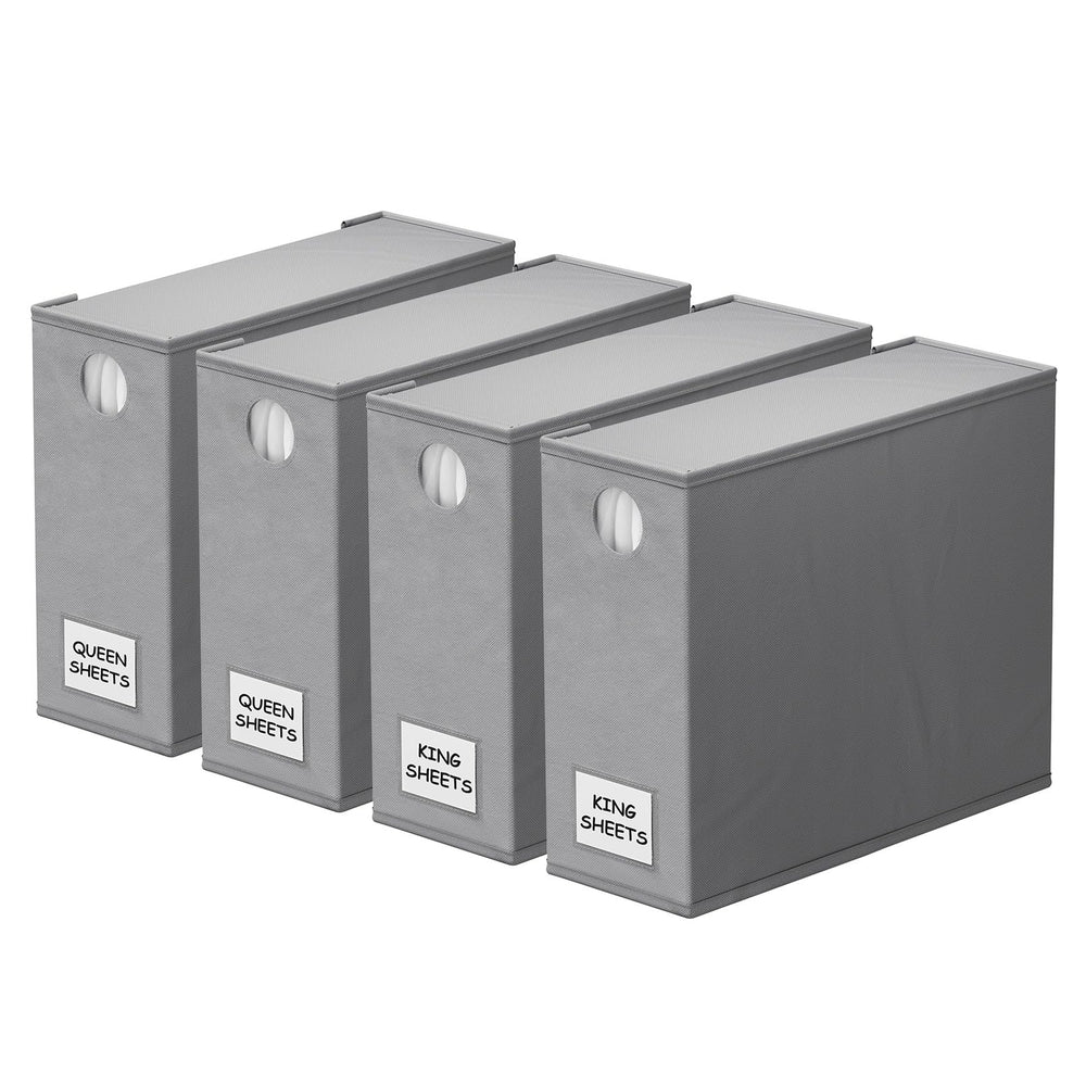 SpaceAid front view of four gray organizers showing neat storage benefit