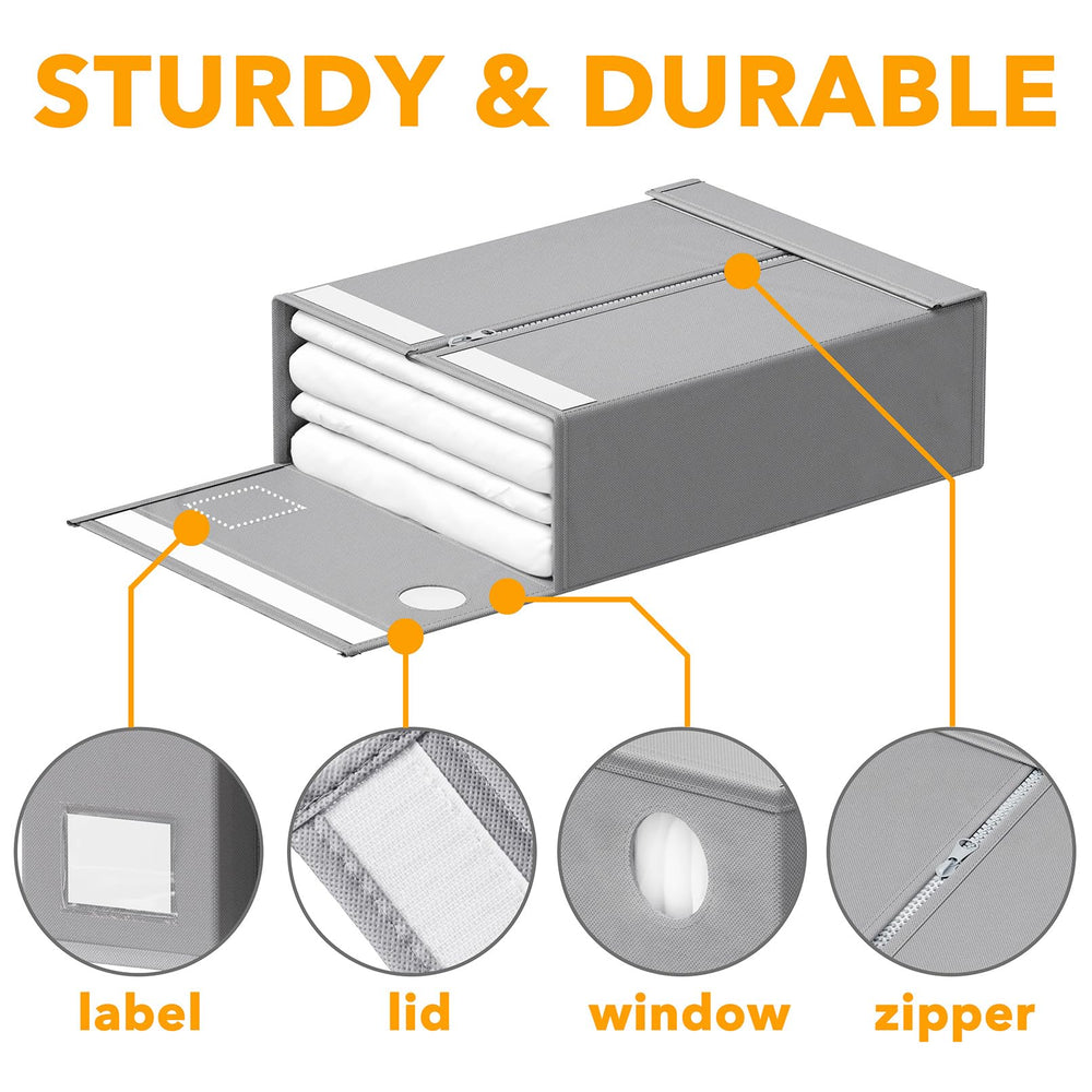 SpaceAid organizer beside queen sheet to illustrate size fit