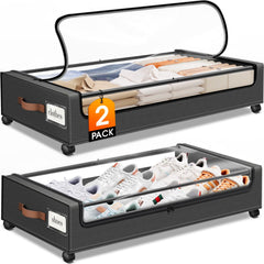SpaceHacks caja frontal bajo cama mostrando orden y acceso rápido
