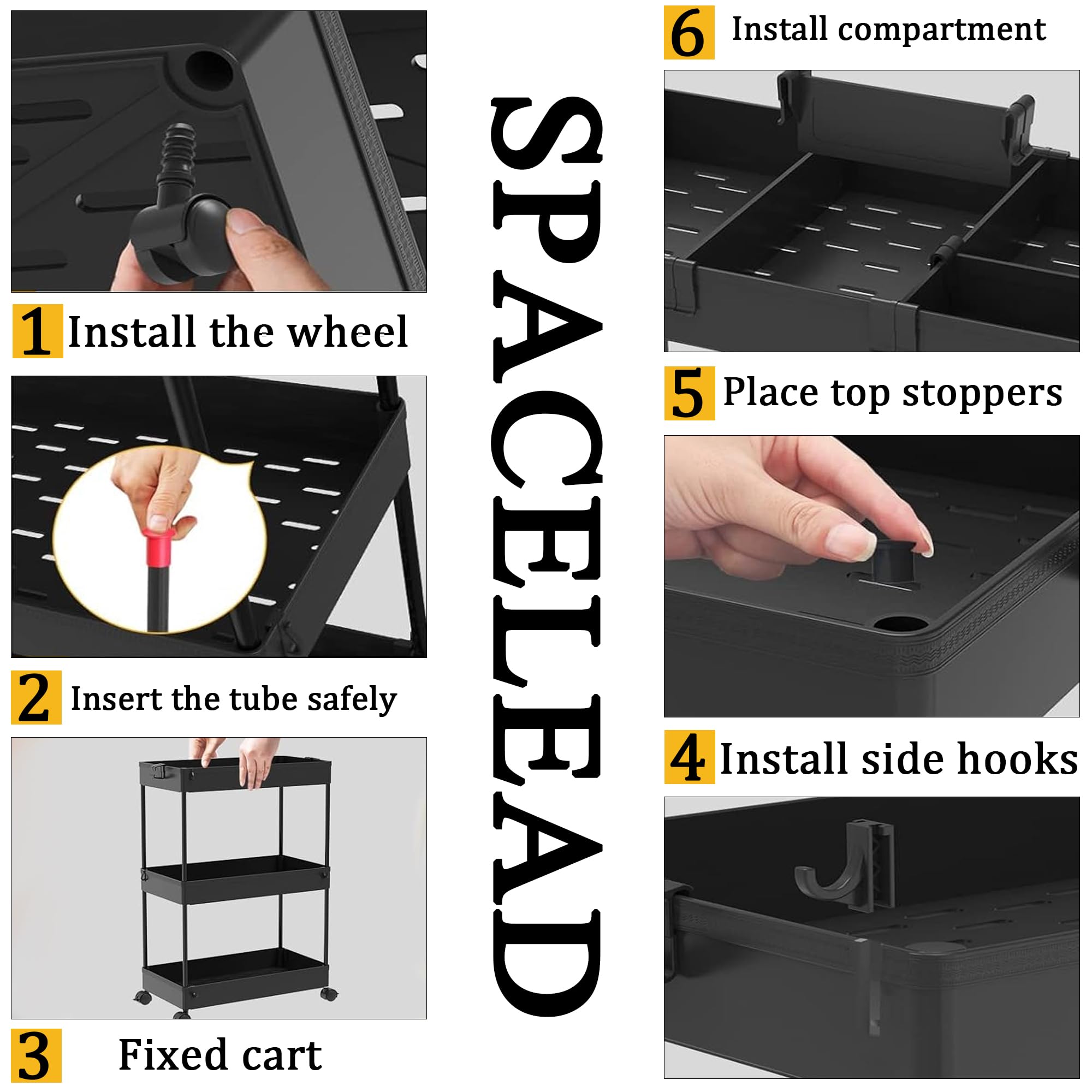SPACELEAD ruedas giratorias 360° para mover el carrito con facilidad