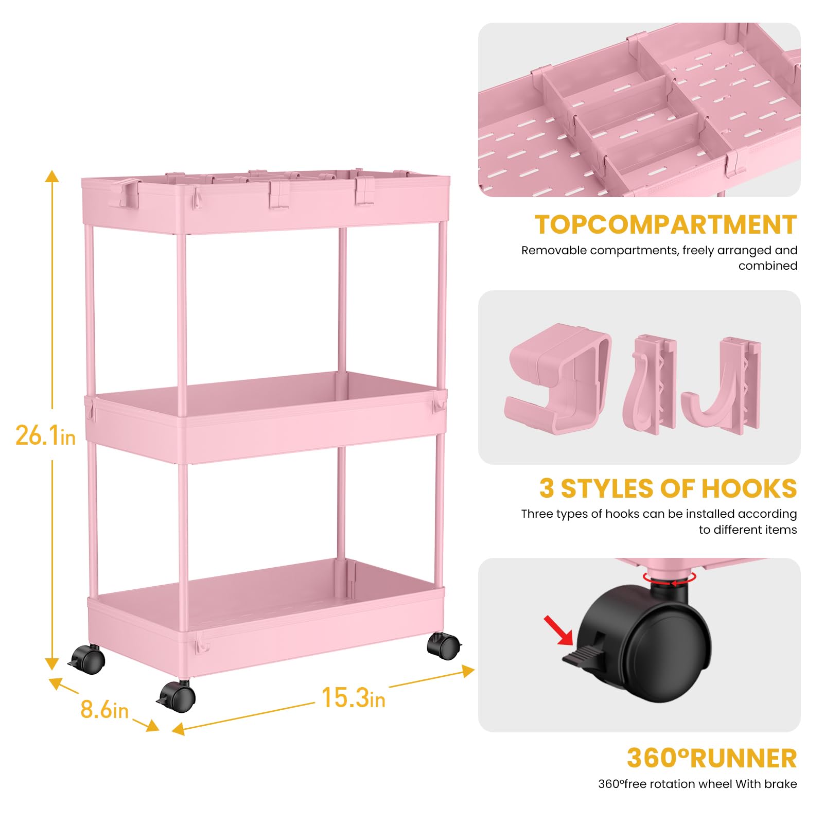 SPACELEAD ruedas giratorias 360° que facilitan mover el carrito con fluidez