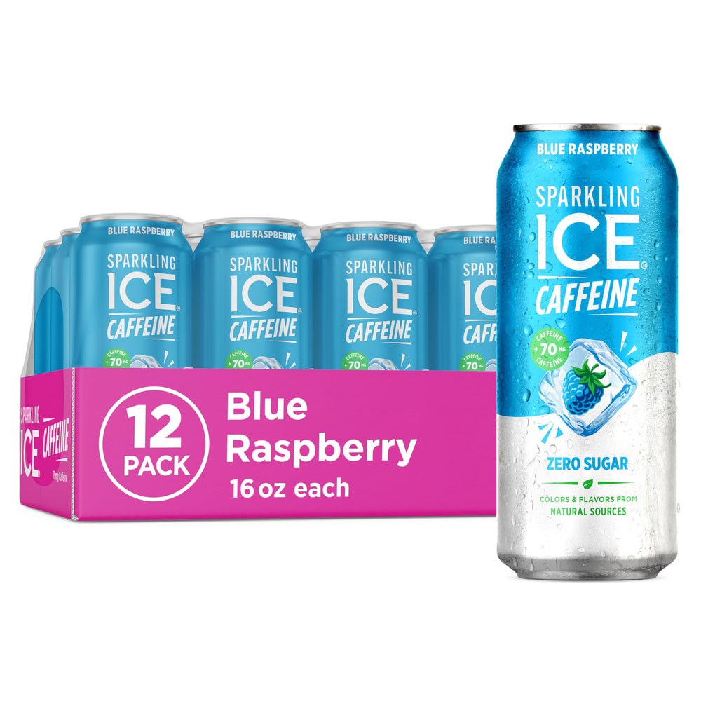 Sparkling Ice frente del empaque mostrando 12 latas y conveniencia