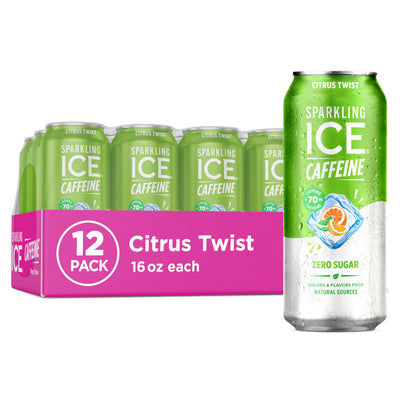 Sparkling Ice lata frontal mostrando diseño y sabor cítrico, refresco sin azúcar