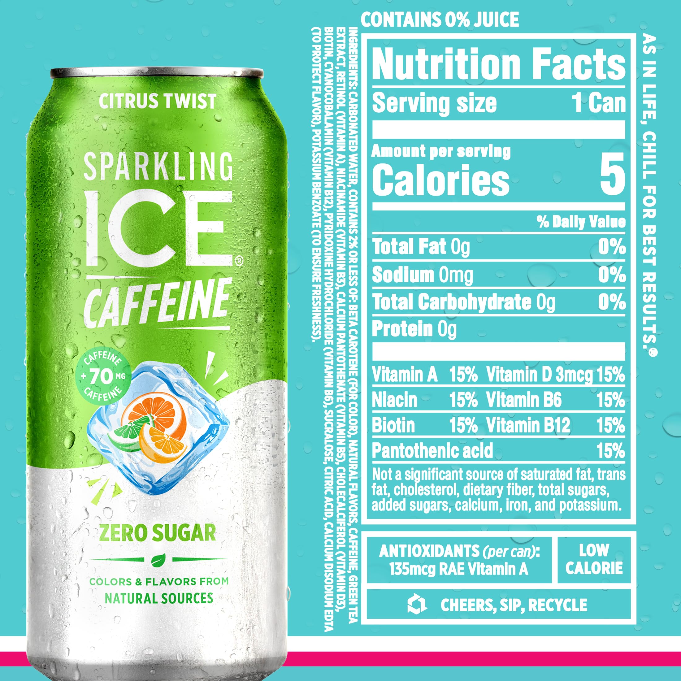 Sparkling Ice lata en mano mostrando tamaño práctico de 16 fl oz