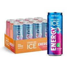 Sparkling Ice pack delantero mostrando las tres latas y aspecto llamativo